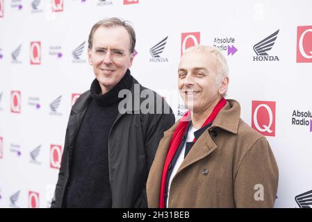 Rick Smith et Karl Hyde de Underworld arrivent aux Q Awards 2018 au Roundhouse, Camden, Londres. Date de la photo: Mercredi 17 octobre 2018. Le crédit photo devrait se lire: David Jensen/ EMPICS Entertainment Banque D'Images