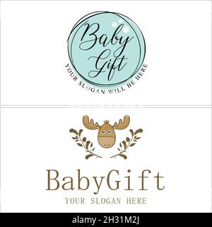Design moderne du logo de cadeau de bébé dans un magasin d'affaires Illustration de Vecteur