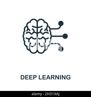 Icône apprentissage en profondeur.Panneau monochrome de la collection Industry 4.0.Illustration de l'icône Creative Deep Learning pour la conception Web, les infographies et bien plus encore Illustration de Vecteur