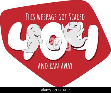 404 message d'erreur.Message de page Web introuvable.Halloween mignon Ghost peur de la page Web Away message d'erreur.Page OOPS introuvable. Illustration de Vecteur