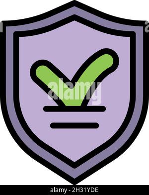 Icône d'audit du bouclier protégé.Icône vectorielle d'audit de bouclier protégé couleur isolée à plat Illustration de Vecteur