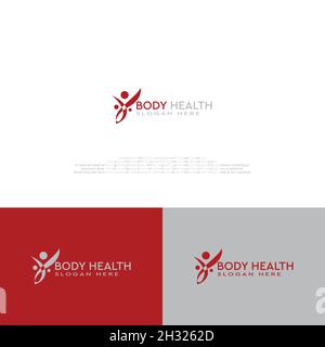 Soins de santé modernes corps personnes icône ligne plate logo design Illustration de Vecteur