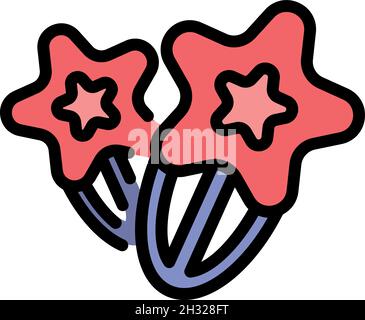 Icône de barrette Stars.Contour étoiles barrette vecteur icône couleur plat isolé Illustration de Vecteur
