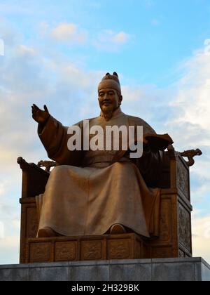 Statue de Sejong le Grand à Séoul, Corée du Sud Banque D'Images