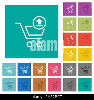 Téléchargement de chariot contour multi-couleurs plates icônes sur fond carré Uni.Inclut des variantes d'icône blanche et foncée pour les effets de survol ou actifs. Illustration de Vecteur