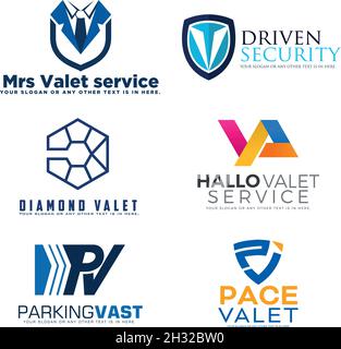 Parking moderne, service de voiturier, logo représentant une chemise d'affaires Illustration de Vecteur