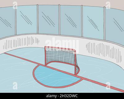 Patinoire de hockey sport graphique couleur dessin illustration vecteur Illustration de Vecteur