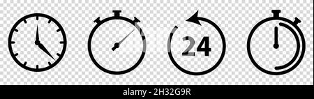 Icônes de minuterie sur fond transparent.Ensemble de vecteurs Illustration de Vecteur