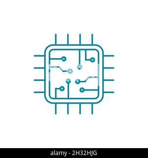 Concept d'informatique quantique.Puce bleue avec points connectés.Composants de la carte de circuit imprimé.4.0 industrie.Microprocesseur.Technologie optique.Vecteur Illustration de Vecteur