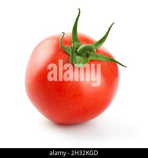 Tomate isolée sur fond blanc.Vue de dessus Banque D'Images