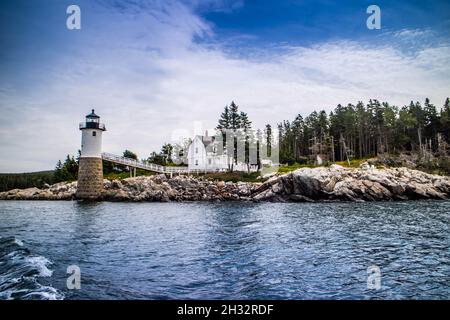 La beauté de la lumière, l'Isle au Haut Light House à Duck Harbour Banque D'Images