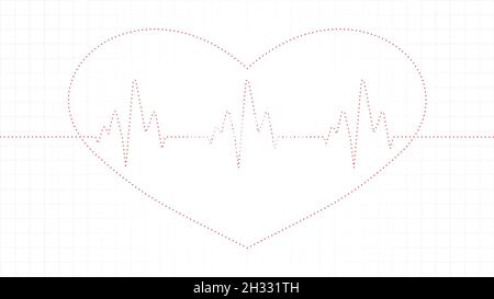 Moniteur de battements cardiaques à points, moniteur de pouls cardiaque à points, cœur à points Isométrique concept de soins de santé cœur à points illustration du vecteur de forme cardiaque Illustration de Vecteur