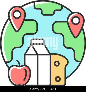 Icône de couleur RVB de répartition des aliments Illustration de Vecteur