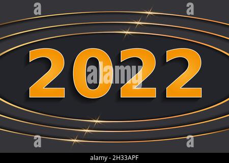 Nouveau concept d'année en effet de découpe du papier.Numéro 2022 sur fond de couleur.Illustration vectorielle Illustration de Vecteur