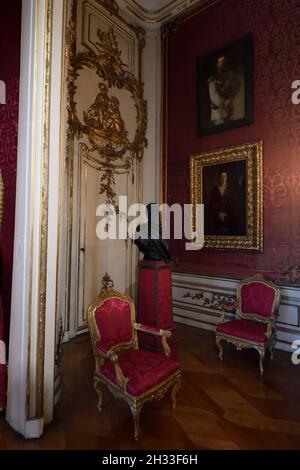 kleines Schlachzimmer der unteren Fürstenwohnung, Sterbezimmer Friedrich II, Neues Palais, Parc Sanssouci, Potsdam,Brandebourg, Allemagne Banque D'Images