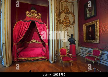 kleines Schlachzimmer der unteren Fürstenwohnung, Sterbezimmer Friedrich II, Neues Palais, Parc Sanssouci, Potsdam,Brandebourg, Allemagne Banque D'Images