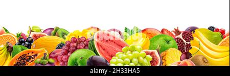 Bordure en fruits frais et baies, motif sans couture Banque D'Images