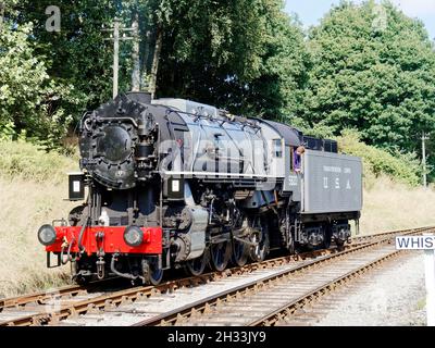 Worth Valley Railway 'Big Jim' un local à vapeur de classe américaine S160 utilisé par le corps américain de transport en Europe près de la fin de la Seconde Guerre mondiale vu à Oxenhope. Banque D'Images