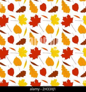 Motif automnal brillant sans couture avec feuilles anciennes Illustration de Vecteur