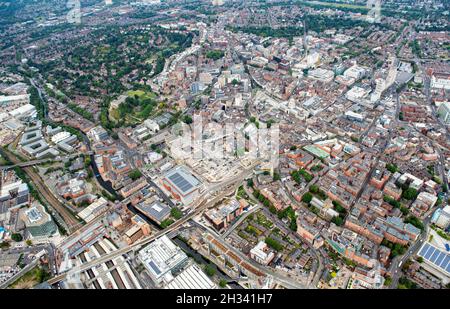 Image aérienne de Nottingham City, Notinghamshire Angleterre Royaume-Uni Banque D'Images