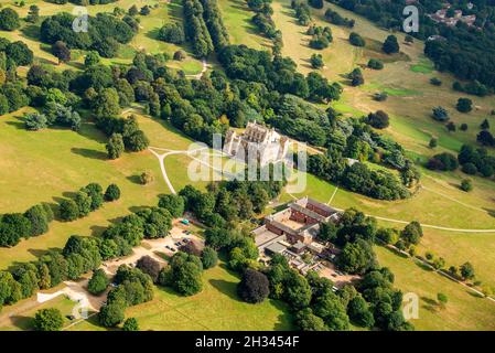 Image aérienne de Wollaton Hall et du parc Deer, Nottingham Notinghamshire Angleterre Banque D'Images