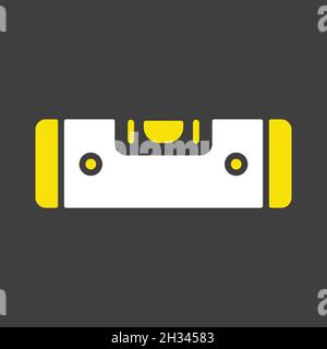 Icône de glyphe à vecteur de niveau à bulle plate sur fond sombre.Construction, réparation et construction.Symbole graphique pour la conception de votre site Web, votre logo, votre application, votre interface utilisateur Illustration de Vecteur