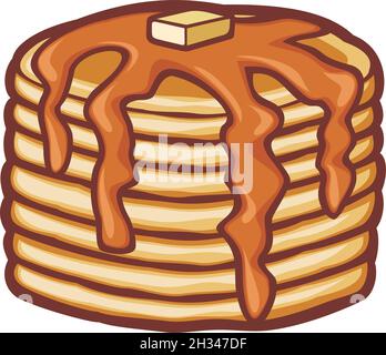 Illustration des crêpes avec beurre et sirop Illustration de Vecteur