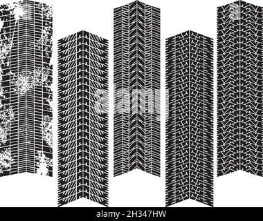 Ensemble d'illustrations vectorielles détaillées des pneus (chenilles) Illustration de Vecteur