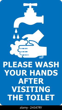 Veuillez vous laver les mains après avoir visité l'illustration du vecteur de toilette Illustration de Vecteur