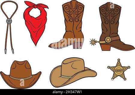 Illustration vectorielle des icônes de cow-boy Illustration de Vecteur