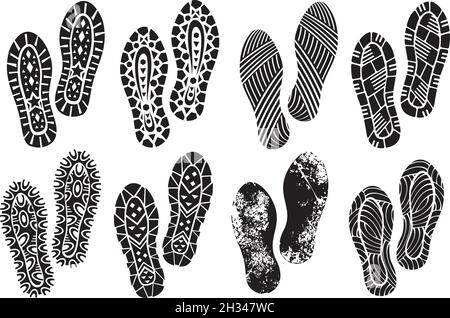 La collection d'une empreinte semelles chaussures illustration vectorielle Illustration de Vecteur