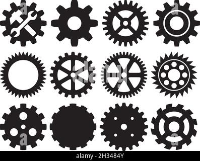 Illustration vectorielle de la collection d'engrenages de la machine (jeu de roues motrices) Illustration de Vecteur