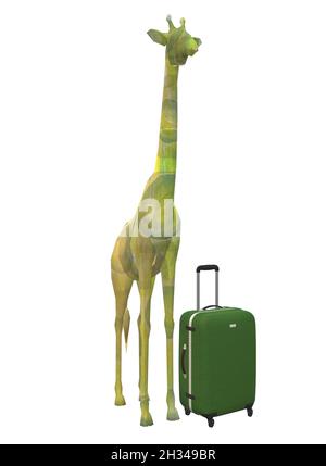 Girafe fantaisiste avec Suitcase Illustration de Vecteur