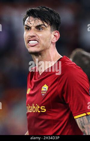 Roger Ibanez de Roma réagit pendant le championnat italien Serie Un match de football entre AS Roma et SSC Napoli le 24 octobre 2021 au Stadio Olimpico à Rome, Italie - photo: Federico Proietti/DPPI/LiveMedia Banque D'Images