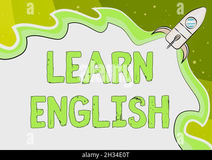 Écriture affichage du texte apprendre l'anglais.Photo conceptuelle acquérir des connaissances dans une nouvelle langue en tapant des études codes de programmation d'ordinateur, création Banque D'Images