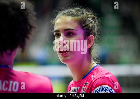Palaverde, Trévise, Italie, 21 octobre 2021,Veronica Costantini (Novara) pendant Imoco Volley Conegliano vs Igor Gorgonzola Novara - Volleyball Ital Banque D'Images