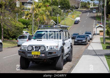 Le véhicule de patrouille blanc Nissan à Sydney est prévu pour la conduite tout-terrain, Sydney, Australie Banque D'Images