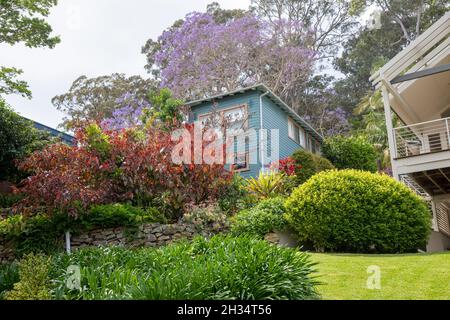 Maison et jardin de Sydney, maison indépendante à Avalon Beach, Nouvelle-Galles du Sud, Australie Banque D'Images