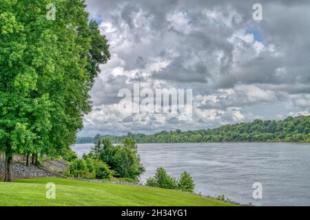 Le site de Pittsburg Landing sur la rivière Tennessee au parc militaire national Shiloh, dans le Tennessee. Banque D'Images