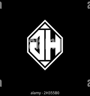 GH Monogram logo lettre avec ligne de Gemoteric design de style arrondi sur fond isolé, shiled lettre monogramme Illustration de Vecteur