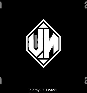 VN Monogram logo lettre avec ligne de gemmotérique forme arrondie style design sur fond isolé, shiled lettre monogramme Illustration de Vecteur