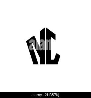 Lettre du logo NJ Monogram avec forme géométrique polygonale isolée sur fond blanc.Polygonale étoile, étoile de bouclier géométrique. Illustration de Vecteur