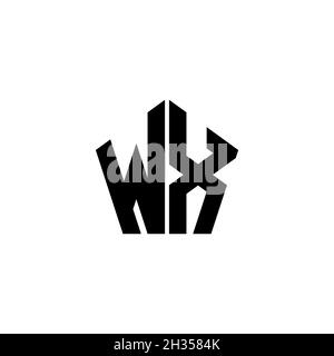Lettre du logo WX Monogram avec forme géométrique polygonale isolée sur fond blanc.Polygonale étoile, étoile de bouclier géométrique. Illustration de Vecteur
