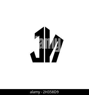 LETTRE du logo JN Monogram avec motif géométrique polygonal isolé sur fond blanc.Polygonale étoile, étoile de bouclier géométrique. Illustration de Vecteur