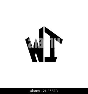 LETTRE du logo WI Monogram avec motif géométrique polygonal isolé sur fond blanc.Polygonale étoile, étoile de bouclier géométrique. Illustration de Vecteur