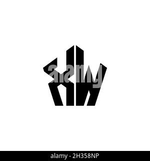 Lettre du logo XW Monogram avec motif géométrique polygonal isolé sur fond blanc.Polygonale étoile, étoile de bouclier géométrique. Illustration de Vecteur