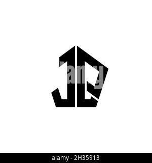 Lettre du logo du monogramme JQ avec motif géométrique polygonal isolé sur fond blanc.Polygonale étoile, étoile de bouclier géométrique. Illustration de Vecteur