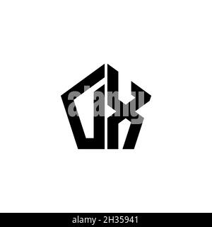 Lettre du logo DX Monogram avec motif géométrique polygonal isolé sur fond blanc.Polygonale étoile, étoile de bouclier géométrique. Illustration de Vecteur