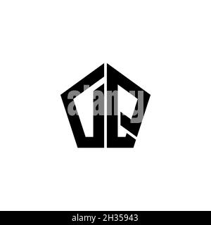 Lettre du logo du monogramme DQ avec motif géométrique polygonal isolé sur fond blanc.Polygonale étoile, étoile de bouclier géométrique. Illustration de Vecteur