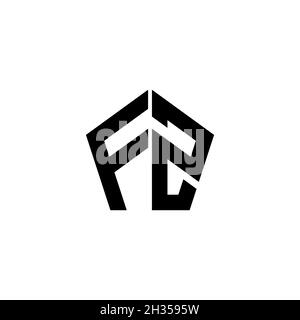 Lettre du logo FZ Monogram avec motif géométrique polygonal isolé sur fond blanc.Polygonale étoile, étoile de bouclier géométrique. Illustration de Vecteur